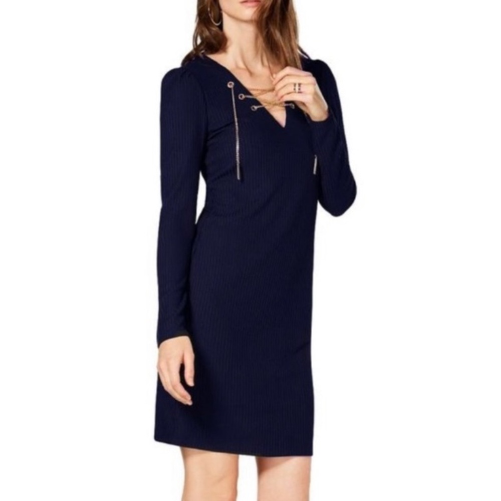Michael Kors | Gold Chain Lace Up Dress